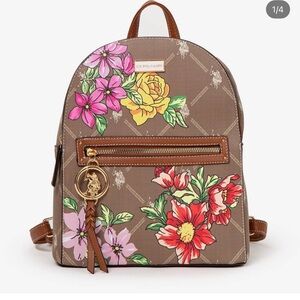 NWT RARE U.S. Polo Assn. Tan Backpack with Floral Accents